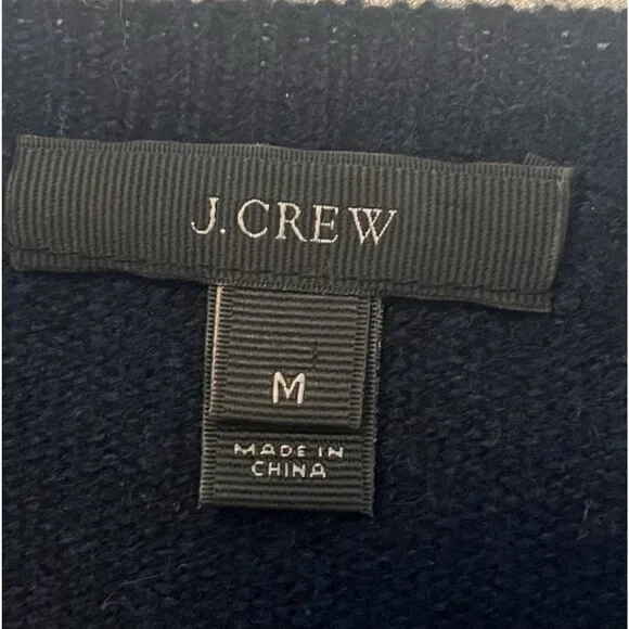J CREW Women’s 100% Wool Fair Isle Stripe Sweater Medium Size Blue Rhinestone - Picture 3 of 9